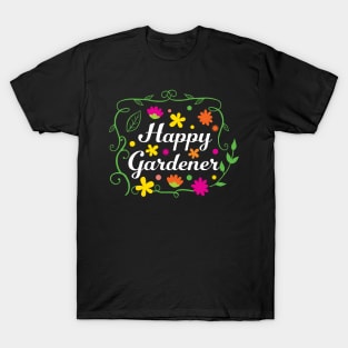 Happy Gardener Floral Decorative Motif T-Shirt